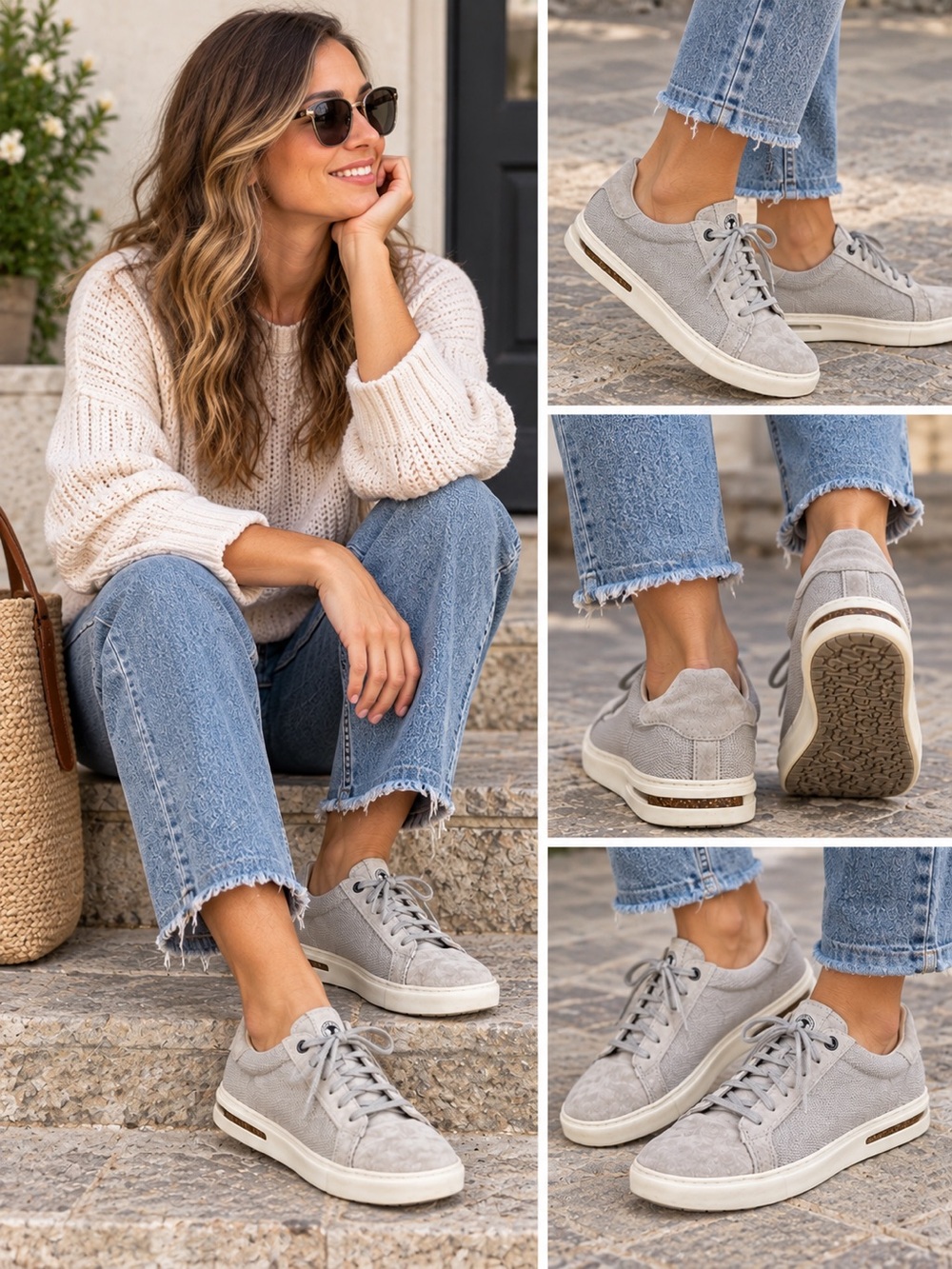 Birkenstock Bend Low Whale Gray Suede Canvas Sneakers 38 Women 7-7.5